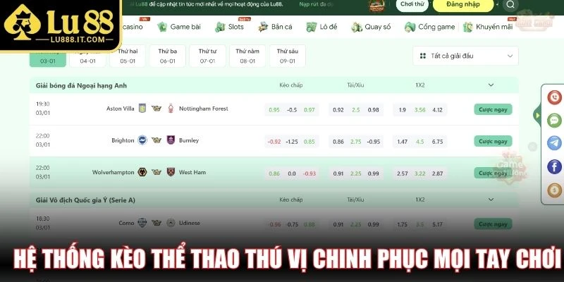 Hệ thống kèo thể thao thú vị chinh phục mọi tay chơi